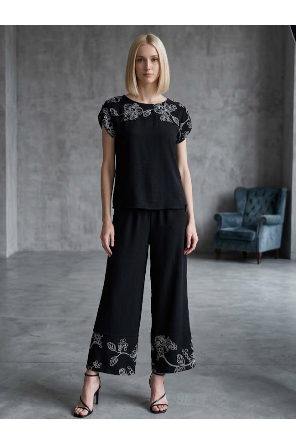 SET LINEN LOOK ΜΕ FLORAL ΜΟΤΙΒΟ