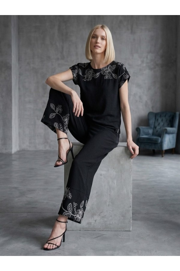 SET LINEN LOOK ΜΕ FLORAL ΜΟΤΙΒΟ