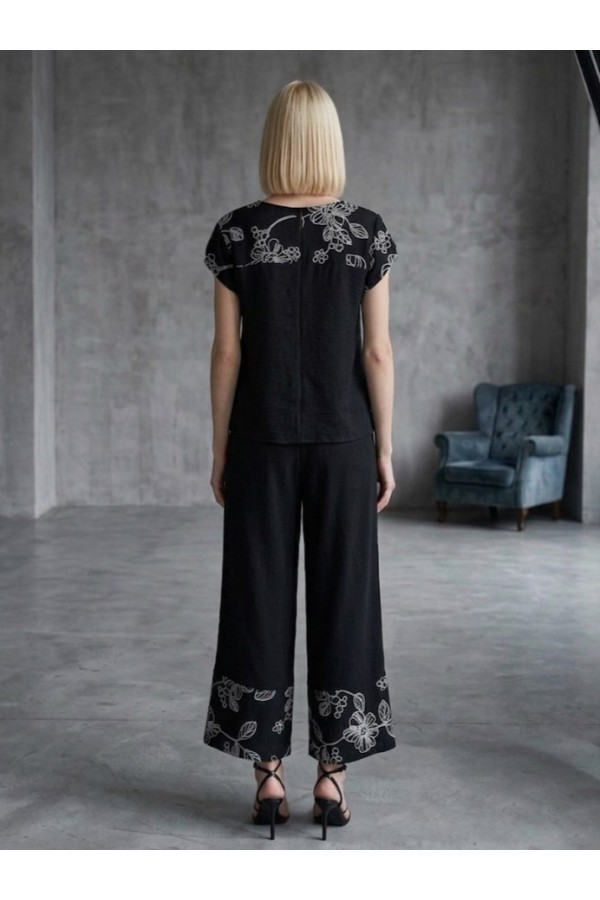 SET LINEN LOOK ΜΕ FLORAL ΜΟΤΙΒΟ