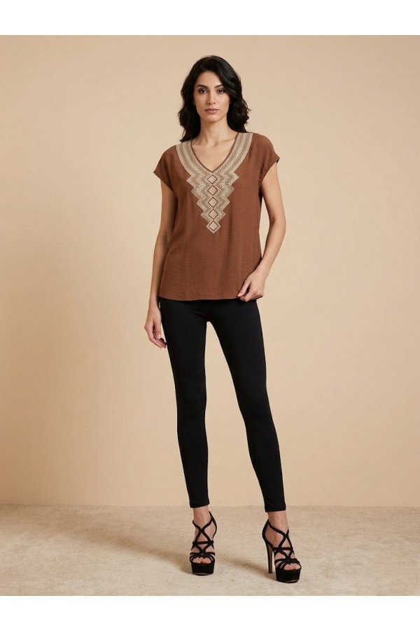 ΜΠΛΟΥΖΑ BOHO STYLE  ΜΕ ΓΕΩΜΕΤΡΙΚΟ ΜΟΤΙΒΟ