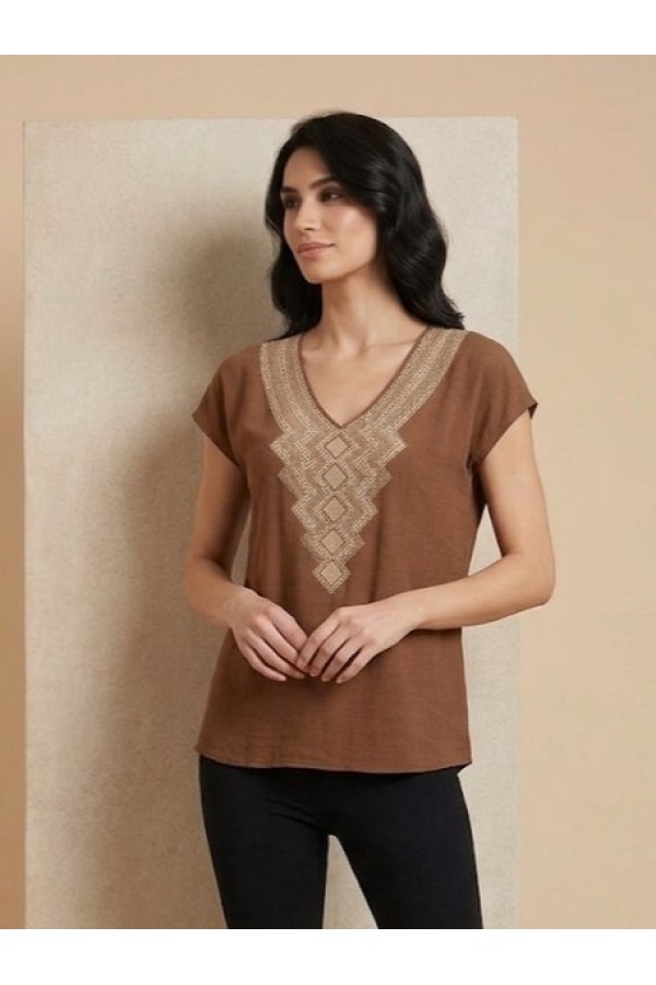 ΜΠΛΟΥΖΑ BOHO STYLE  ΜΕ ΓΕΩΜΕΤΡΙΚΟ ΜΟΤΙΒΟ