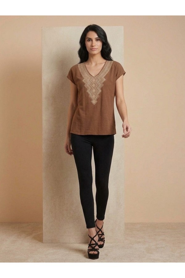 ΜΠΛΟΥΖΑ BOHO STYLE  ΜΕ ΓΕΩΜΕΤΡΙΚΟ ΜΟΤΙΒΟ