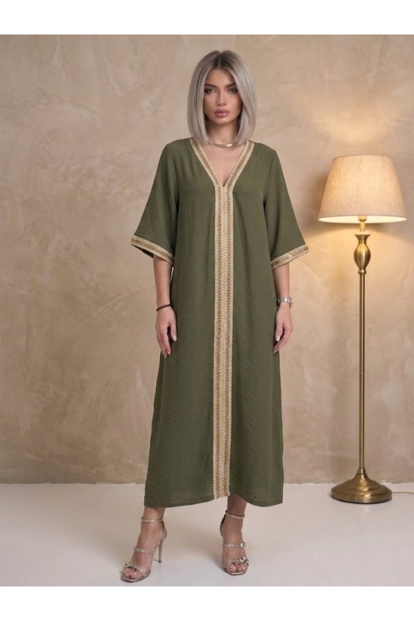 ΦΟΡΕΜΑ ΜΑΞΙ LINEN LOOK ΜΕ CRINCLE ΥΦΗ