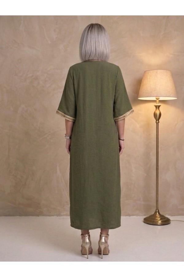 ΦΟΡΕΜΑ ΜΑΞΙ LINEN LOOK ΜΕ CRINCLE ΥΦΗ