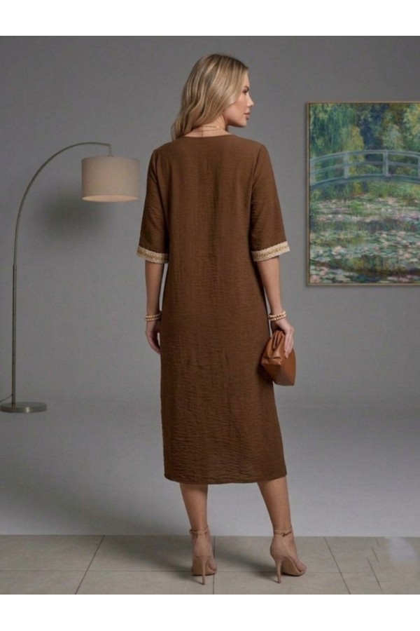 ΦΟΡΕΜΑ ΜΑΞΙ LINEN LOOK ΜΕ CRINCLE ΥΦΗ
