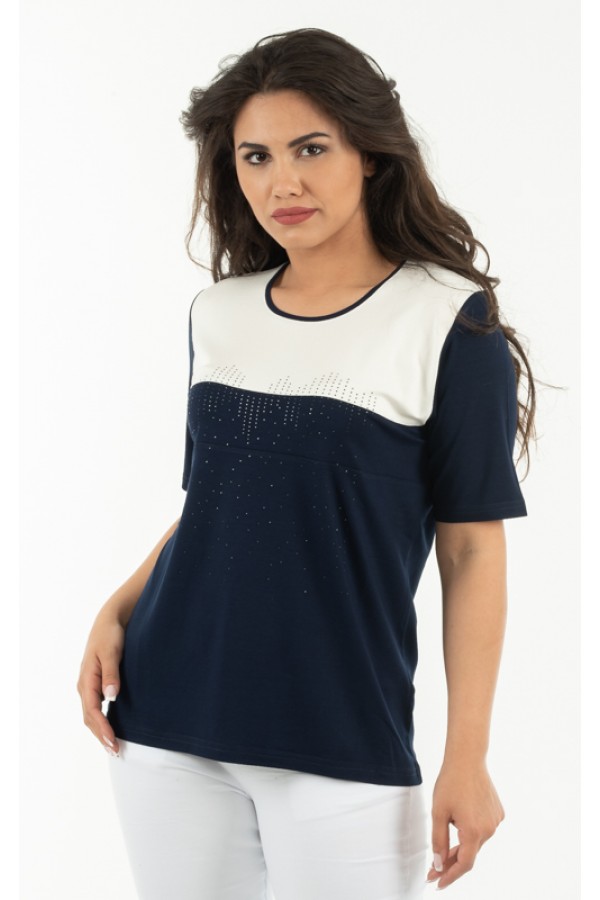 ΜΠΛΟΥΖΑ ΛΑΙΚΟΚΟΨΗ VISCOSE ΜΕ ΣΤΡΑΣ