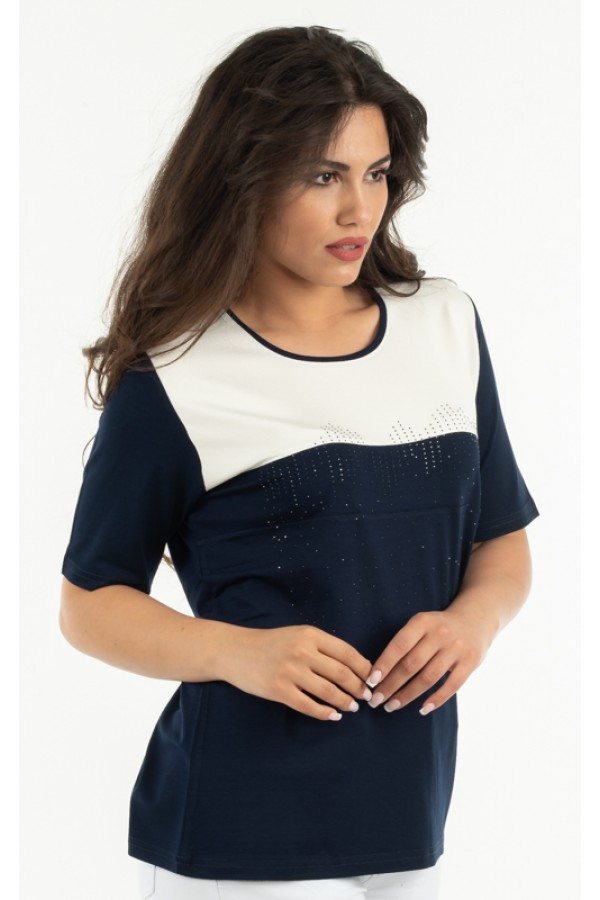 ΜΠΛΟΥΖΑ ΛΑΙΚΟΚΟΨΗ VISCOSE ΜΕ ΣΤΡΑΣ