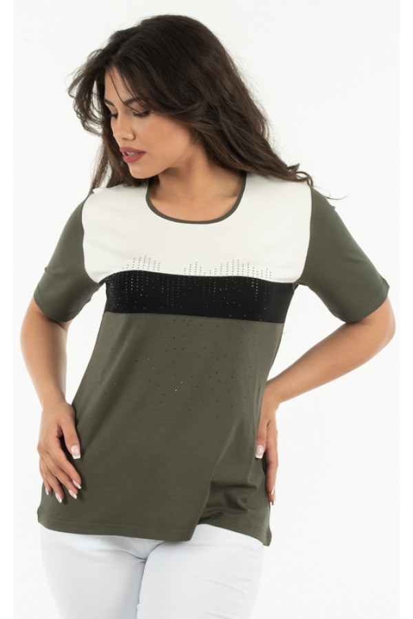 ΜΠΛΟΥΖΑ ΛΑΙΚΟΚΟΨΗ VISCOSE ΜΕ ΣΤΡΑΣ