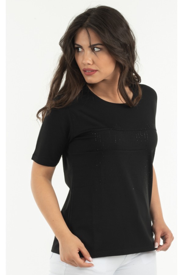 ΜΠΛΟΥΖΑ ΛΑΙΚΟΚΟΨΗ VISCOSE ΜΕ ΣΤΡΑΣ