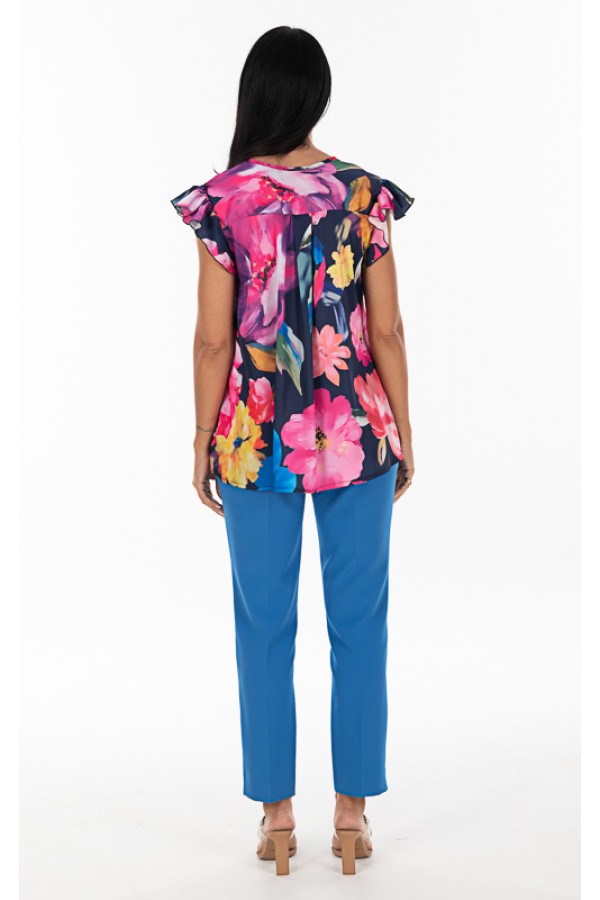 ΜΠΛΟΥΖΑ FLORAL ΜΕ ΒΟΛΑΝ ΣΤΟ ΜΑΝΙΚΙ