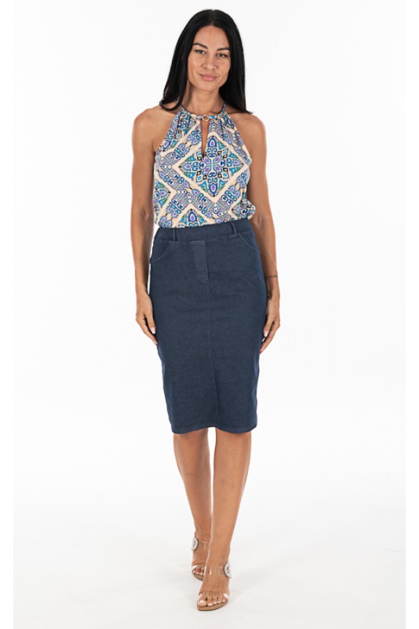 ΜΠΛΟΥΖΑ VISCOSE ΜΕ ΠΑΡΤΟΥΣ ΩΜΟΥΣ ΚΑΙ  ΚΡΙΚΟ