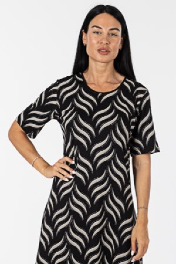 ΦΟΡΕΜΑ MIDI VISCOSE ΜΕ ΜΟΤΙΒΟ ΜΑΥΡΟ ΜΠΕΖ