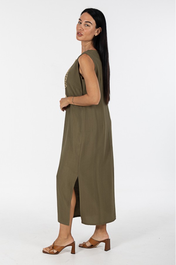 ΦΟΡΕΜΑ ΜΑΞΙ LINEN LOOK ΜΕ ΚΕΝΤΗΜΑ