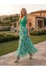 ΦΟΡΕΜΑ FLORAL ΜΕ ΠΛΙΣΕ ΜΠΟΥΣΤΟ ΚΑΙ ΖΩΝΗ