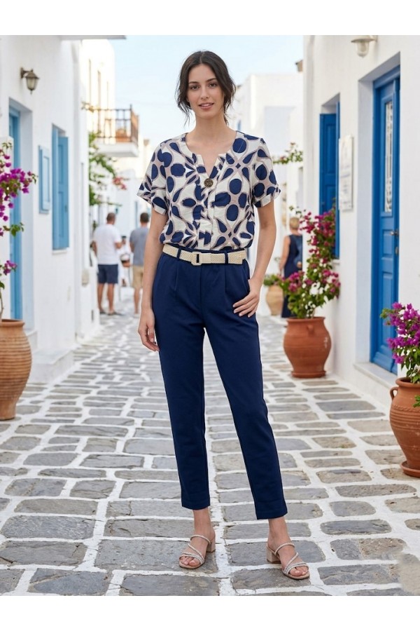 ΜΠΛΟΥΖΑ VISCOSE FLORAL ΜΕ ΧΡΥΣΟ ΚΟΥΜΠΙ