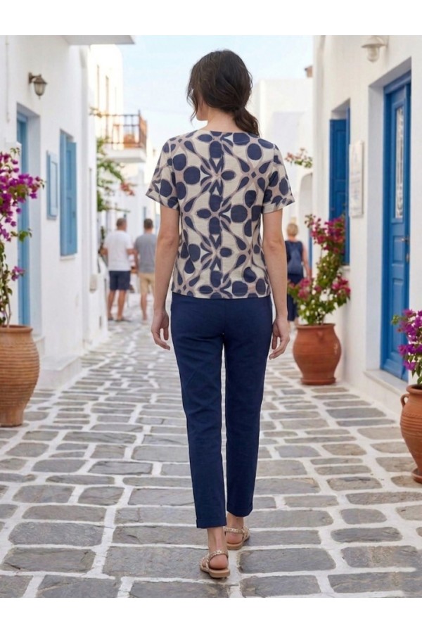 ΜΠΛΟΥΖΑ VISCOSE FLORAL ΜΕ ΧΡΥΣΟ ΚΟΥΜΠΙ
