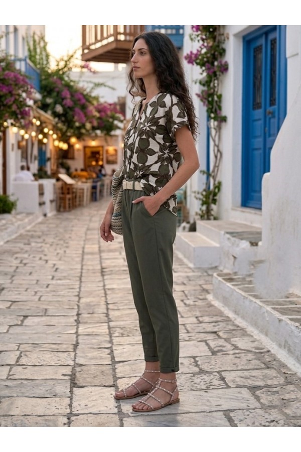 ΜΠΛΟΥΖΑ VISCOSE FLORAL ΜΕ ΧΡΥΣΟ ΚΟΥΜΠΙ