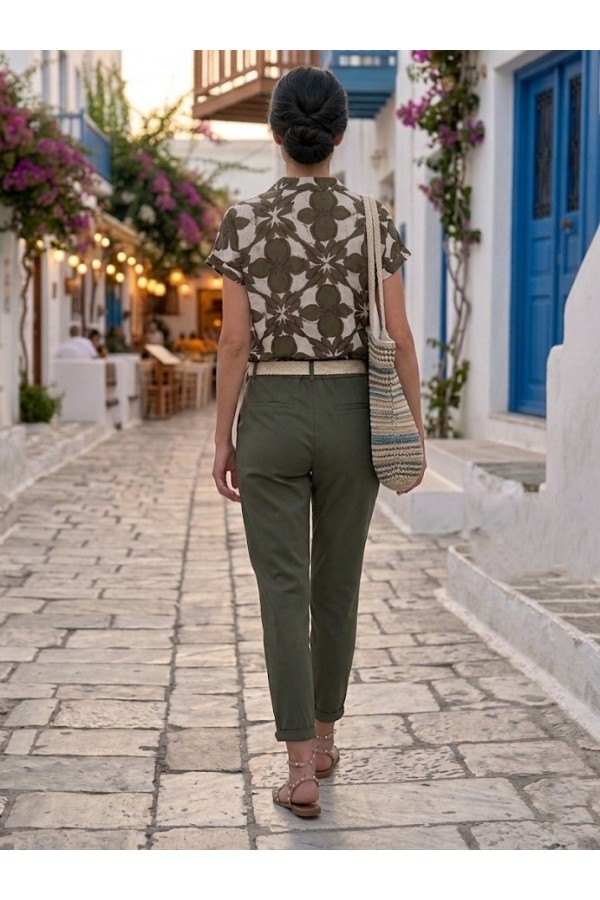 ΜΠΛΟΥΖΑ VISCOSE FLORAL ΜΕ ΧΡΥΣΟ ΚΟΥΜΠΙ