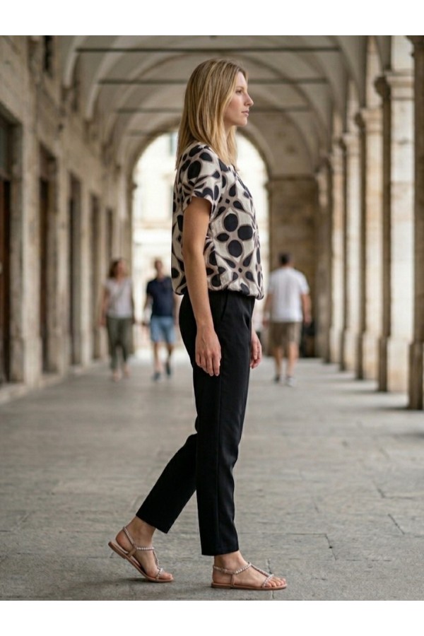 ΜΠΛΟΥΖΑ VISCOSE FLORAL ΜΕ ΧΡΥΣΟ ΚΟΥΜΠΙ
