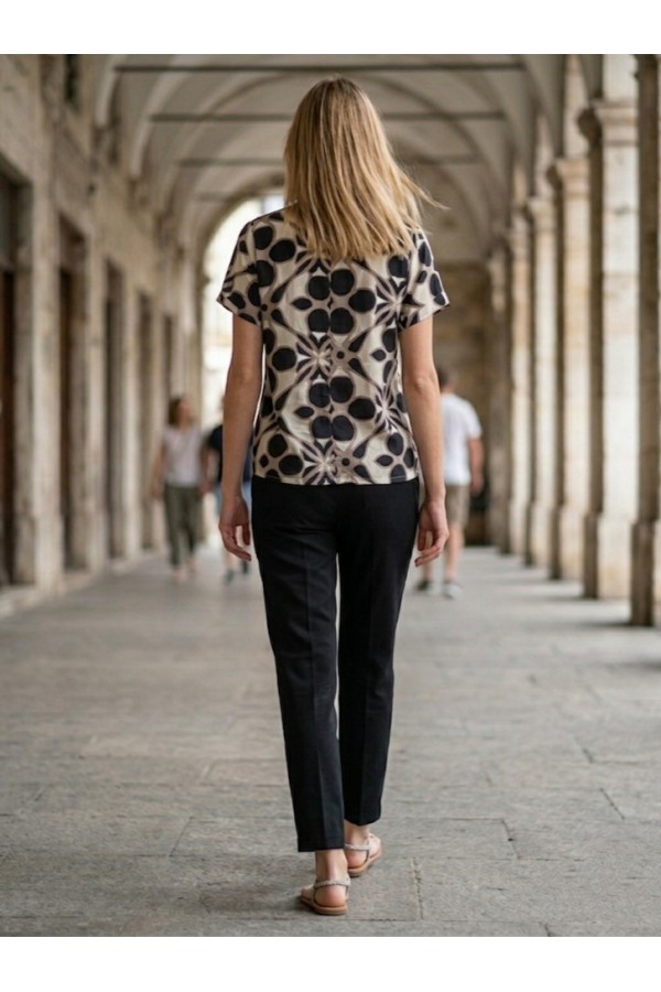 ΜΠΛΟΥΖΑ VISCOSE FLORAL ΜΕ ΧΡΥΣΟ ΚΟΥΜΠΙ