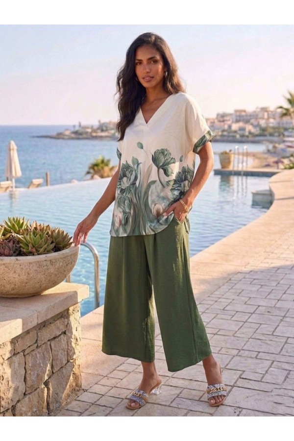 ΣΕΤ  FLORAL ΜΠΛΟΥΖΑ ΒΕ ΚΑΙ ΦΑΡΔΙΑ ΠΑΝΤΕΛΟΝΑ