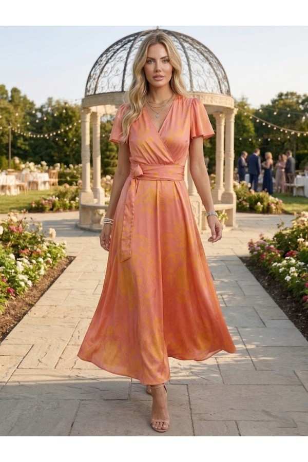 ΦΟΡΕΜΑ MAXI ΚΡΟΥΑΖΕ FLORAL SATIN LOOK