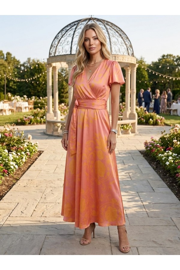 ΦΟΡΕΜΑ MAXI ΚΡΟΥΑΖΕ FLORAL SATIN LOOK