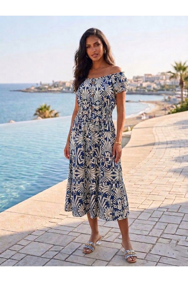 ΦΟΡΕΜΑ ΒΑΜΒΑΚΕΡΟ OFF-SHOULDER ΛΑΙΜΟΚΟΨΗ