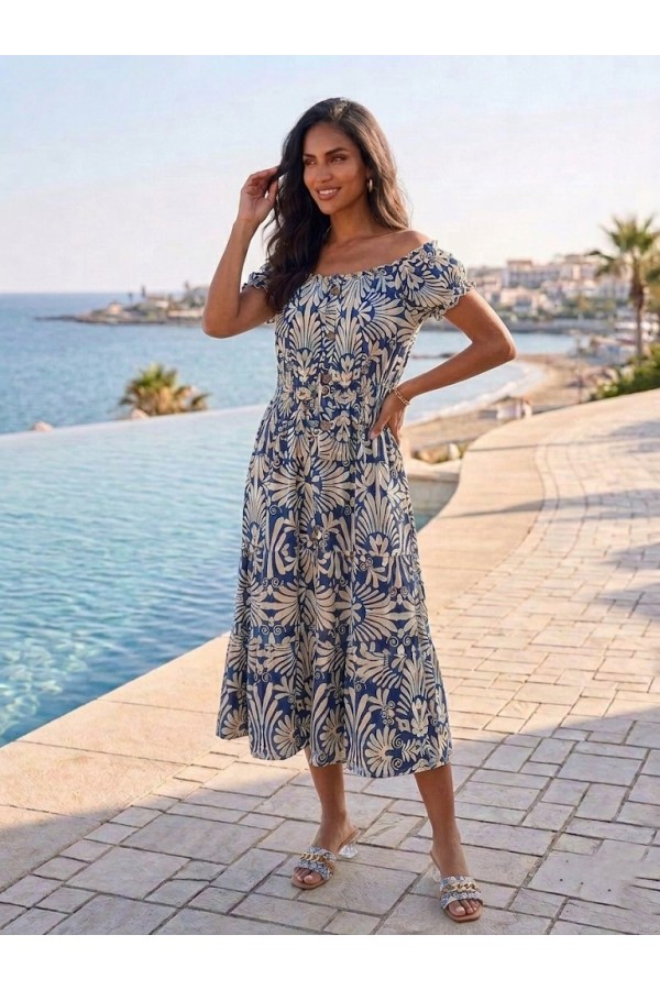 ΦΟΡΕΜΑ ΒΑΜΒΑΚΕΡΟ OFF-SHOULDER ΛΑΙΜΟΚΟΨΗ