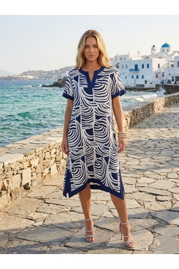 ΦΟΡΕΜΑ MIDI RESORT ΜΕ PRINT ΟΜΟΚΕΝΤΡΕΣ ΓΡΑΜΜΕΣ