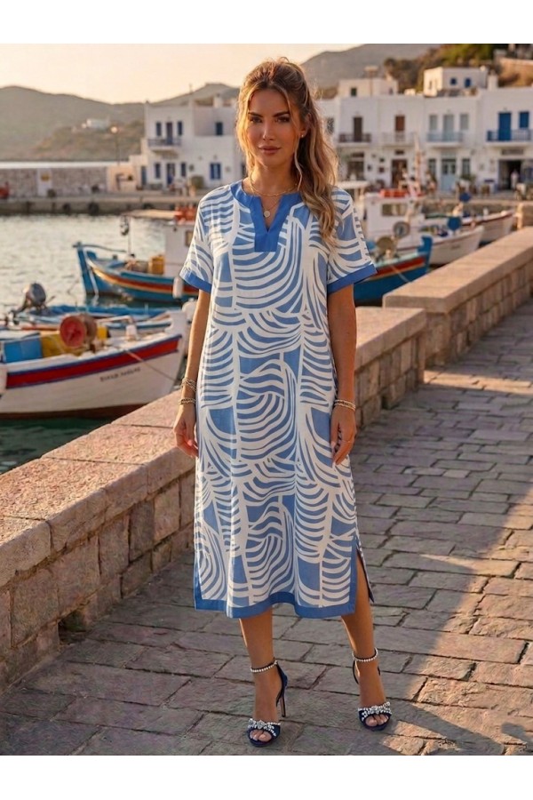 ΦΟΡΕΜΑ MIDI RESORT ΜΕ PRINT ΟΜΟΚΕΝΤΡΕΣ ΓΡΑΜΜΕΣ