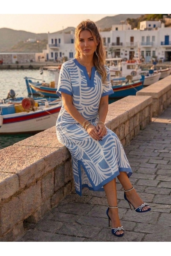 ΦΟΡΕΜΑ MIDI RESORT ΜΕ PRINT ΟΜΟΚΕΝΤΡΕΣ ΓΡΑΜΜΕΣ