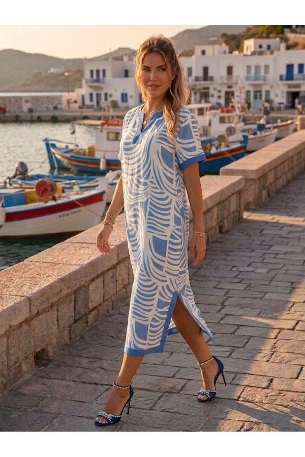 ΦΟΡΕΜΑ MIDI RESORT ΜΕ PRINT ΟΜΟΚΕΝΤΡΕΣ ΓΡΑΜΜΕΣ