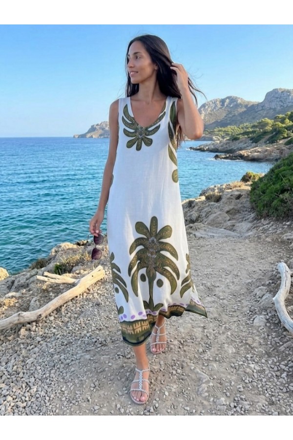 ΦΟΡΕΜΑ MAXI ETHNIC ΑΜΑΝΙΚΟ ΓΡΑΜΜΗ ΑΛΦΑ
