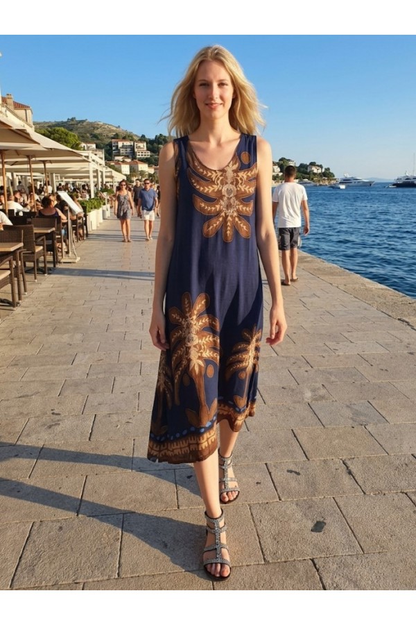 ΦΟΡΕΜΑ MAXI ETHNIC ΑΜΑΝΙΚΟ ΓΡΑΜΜΗ ΑΛΦΑ