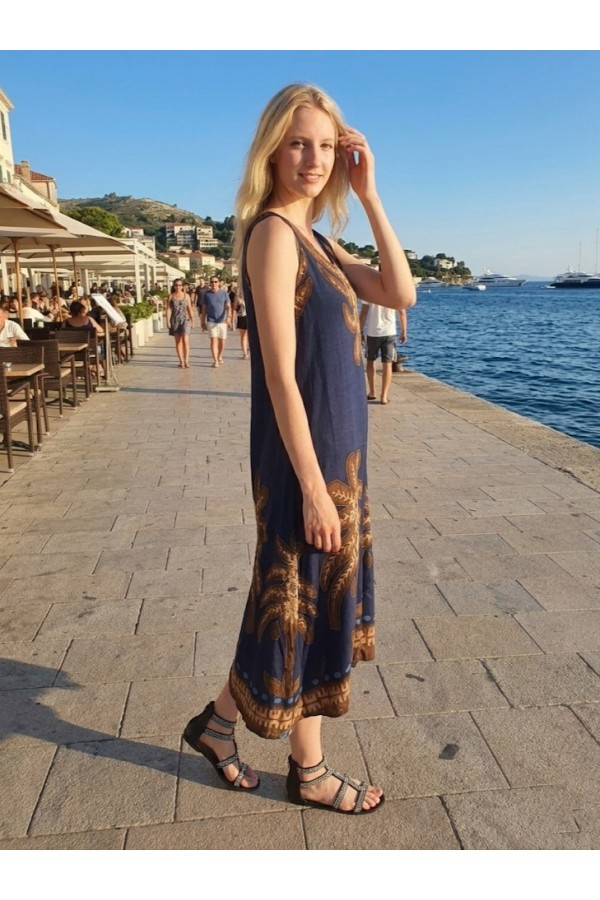 ΦΟΡΕΜΑ MAXI ETHNIC ΑΜΑΝΙΚΟ ΓΡΑΜΜΗ ΑΛΦΑ