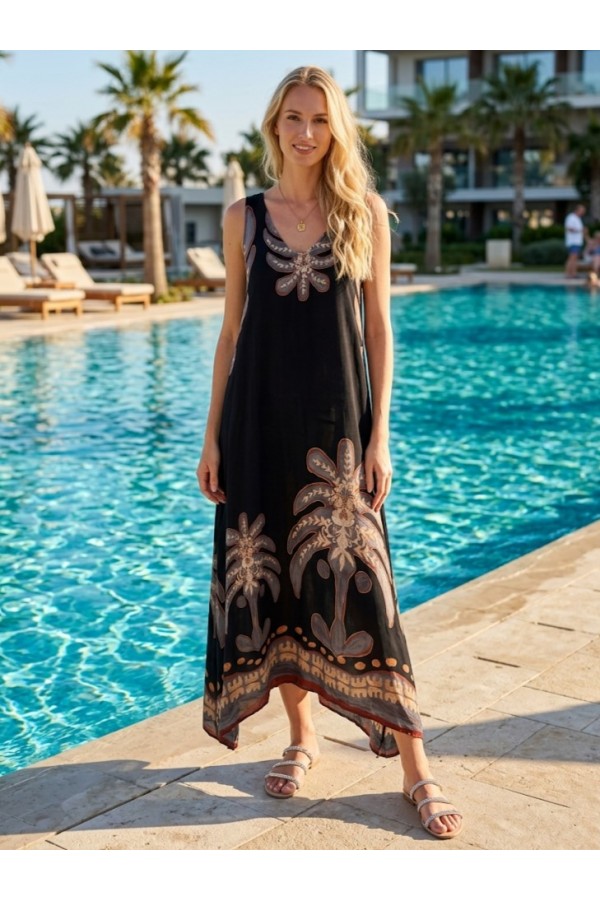 ΦΟΡΕΜΑ MAXI ETHNIC ΑΜΑΝΙΚΟ ΓΡΑΜΜΗ ΑΛΦΑ