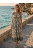 ΦΟΡΕΜΑ MIDI FLORAL OFF SHOUDER ΜΑΝΙΚΙΑ