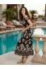 ΦΟΡΕΜΑ MIDI FLORAL OFF SHOUDER ΜΑΝΙΚΙΑ