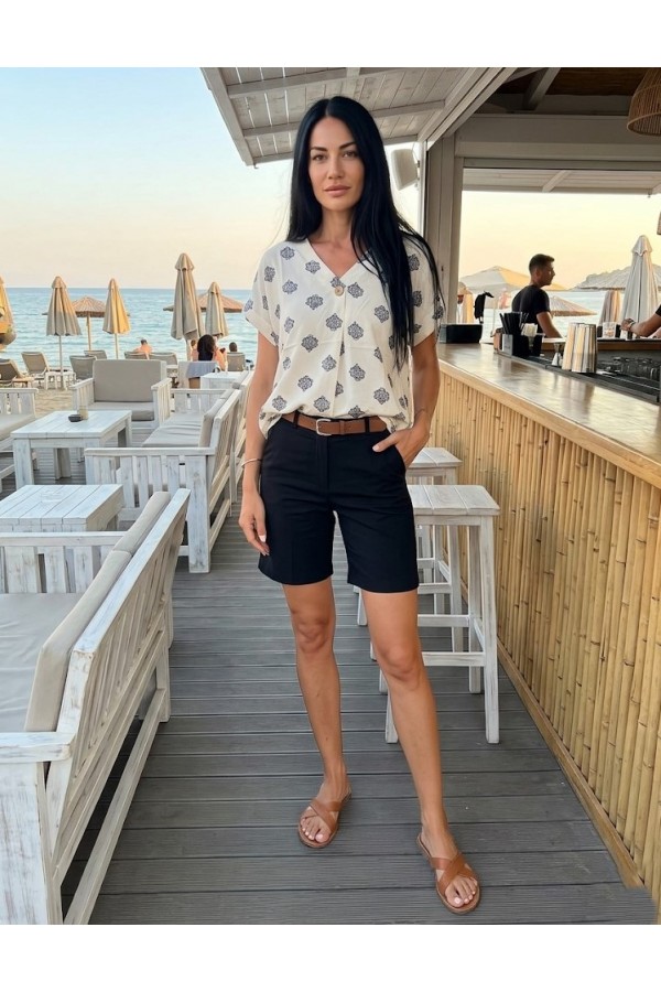ΜΠΛΟΥΖΑ ΒΑΜΒΑΚΕΡΗ ETHNIC STYLE ΜΕ ΔΙΑΚΟΣΜΗΤΙΚΟ ΚΟΥΜΠΙ