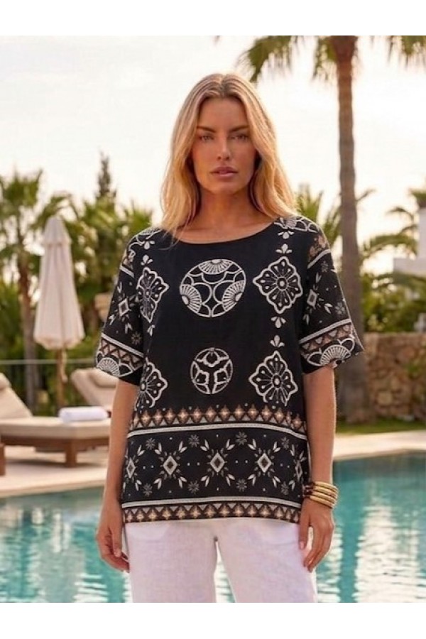 ΜΠΛΟΥΖΑ BOHO STYLE ΜΕ ΓΕΩΜΕΤΡΙΚΑ ΣΧΕΔΙΑ