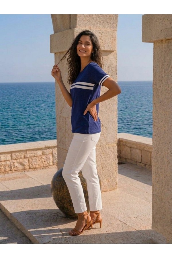 ΜΠΛΟΥΖΑ VISCOSE ΜΕ ΛΕΥΚΕΣ ΡΙΓΕΣ