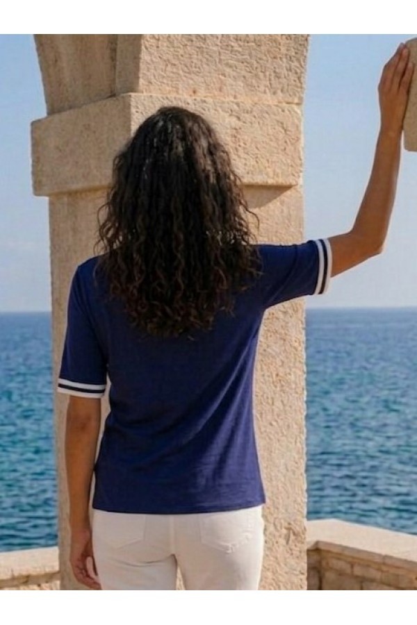 ΜΠΛΟΥΖΑ VISCOSE ΜΕ ΛΕΥΚΕΣ ΡΙΓΕΣ