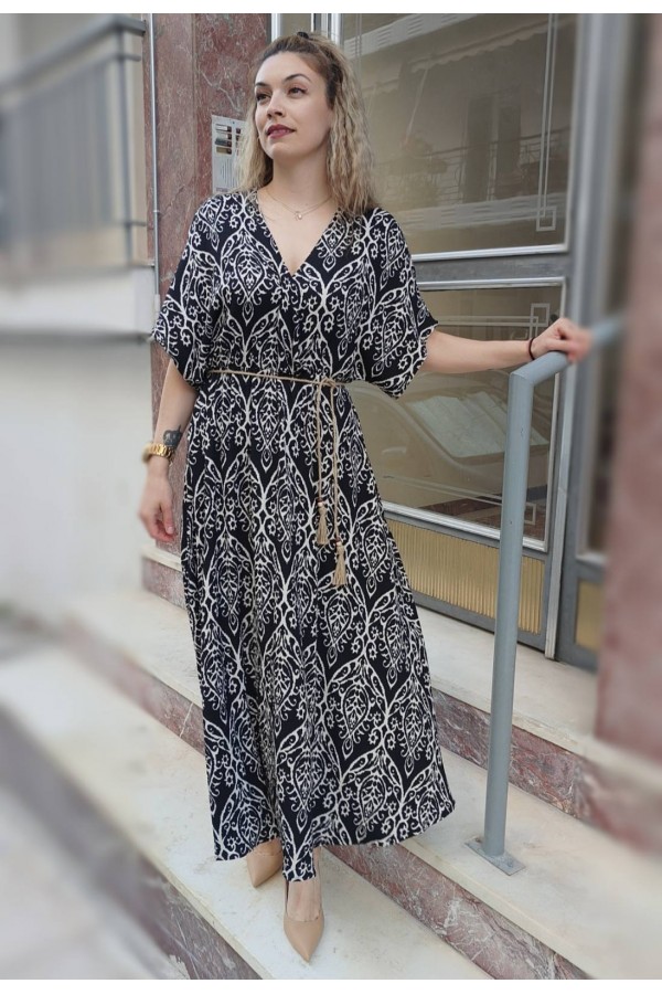 ΜΑΞΙ ΦΟΡΕΜΑ VISCOSE ΜΕ ΖΩΝΑΚΙ ΣΤΗ ΜΕΣΗ