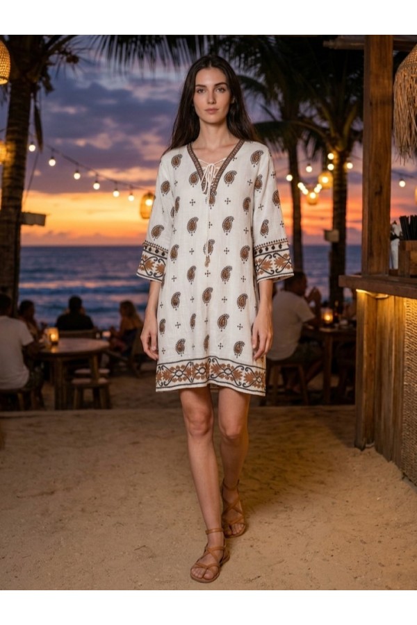 ΦΟΡΕΜΑ MIDI  RESORT LINEN LOOK