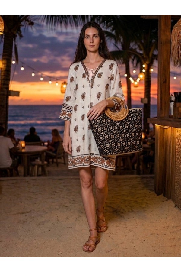 ΦΟΡΕΜΑ MIDI  RESORT LINEN LOOK