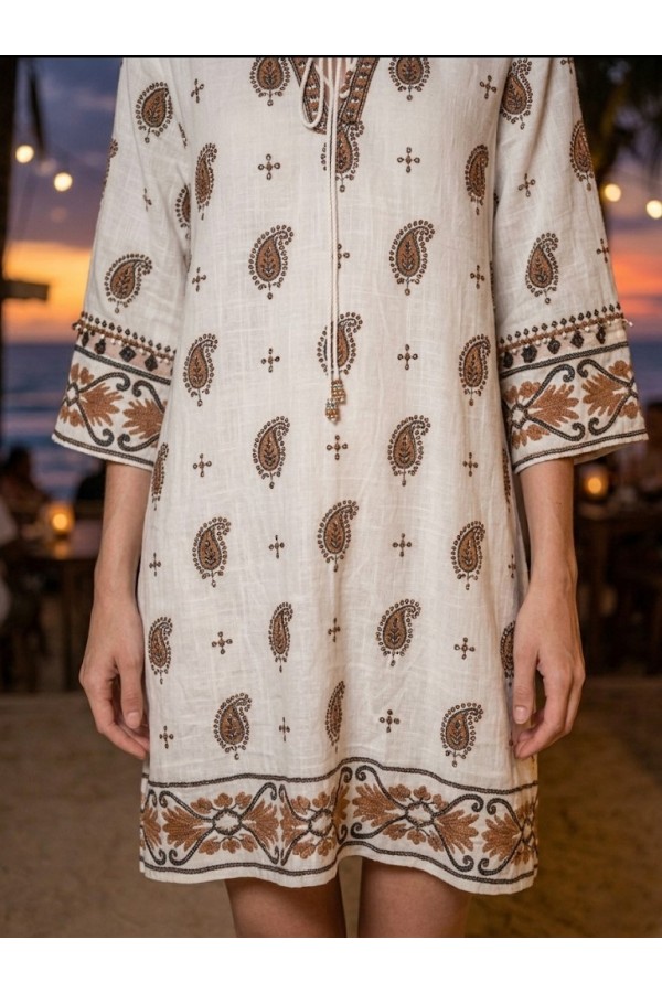 ΦΟΡΕΜΑ MIDI  RESORT LINEN LOOK