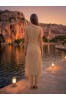 ΣΕΤ LINEN LOOK -  ΠΑΝΤΕΛΟΝΑ ME AMANIKH TOYNIK ΜΕ ΓΕΩΜΕΤΡΙΚΗ ΤΡΕΣΑ