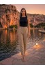 ΣΕΤ LINEN LOOK -  ΠΑΝΤΕΛΟΝΑ ME AMANIKH TOYNIK ΜΕ ΓΕΩΜΕΤΡΙΚΗ ΤΡΕΣΑ