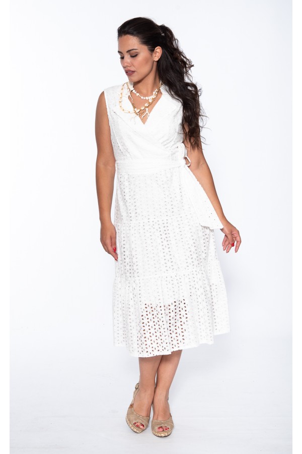 ΦΟΡΕΜΑ MIDI EMBRODERIE ΜΕ ΒΟΛΑΝ DONNA MARTHA